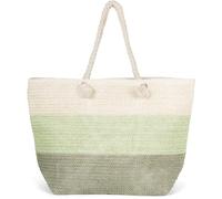 styleBREAKER Sac de plage en paille pour femmes avec motif à rayures tricolores, sac tressé à fermeture éclair, sac à bandoulière 02012406, couleur:Olive-vert tilleul-crème