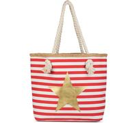 styleBREAKER Sac de plage rayé étoile métallisée 45x33 cm | Sac cabas, imprimé maritime, coton, fermeture éclair, anses corde 68 cm, grand compartiment principal.