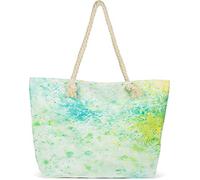 styleBREAKER Sac de plage XXL pour dames avec impression colorée de points de déversement, fermeture éclair, sac à bandoulière, shopper 02012345, couleur:Vert-Jaune-Bleu
