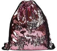 styleBREAKER Sac de Sport Hipster à Paillettes, Sac à Dos, Sac de Gym, Unisexe 02012210, Couleur:Vieux Rose/Argent
