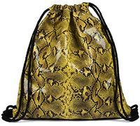 styleBREAKER Sac de Sport pour Dames avec Surface en Look Serpent Python, Sac à Dos, Sac de Sport, Sac 02012336, Couleur:Jaune-Noir