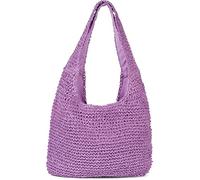 styleBREAKER Sac en Paille de Papier pour Femme - Anses Longues et Larges, Plage, Bandoulière, Tressé - Lavande, Taille Unique