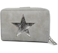 styleBREAKER Sac Portefeuille à étoile avec Aspect Paillette ou métallique, Fermeture éclair, Porte-Monnaie, Femme 02040076, Couleur:Gris Clair/Argent métallisé