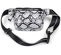 styleBREAKER Sacoche pour Dames avec Motif Serpent, Sangle réglable, Fermeture à glissière, Pochette de Ceinture, Pochette de Hanche 02012321, Couleur:Blanc-Noir
