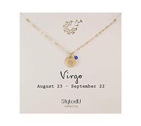 StyledU Collier Vierge, pendentif constellation en or 14 carats avec pierre de naissance, signe du zodiaque septembre, cadeau d'anniversaire pour femme