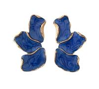 StyleJella Boucles d'oreilles irrégulières pour femme - Design unique de pétales en alliage avec émail, grand bijou tendance, boucles d'oreilles florales en émail tendance, parfaites pour un bal de