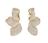 StyleJella Boucles d'oreilles irrégulières pour femme - Design unique de pétales en alliage avec émail, grand bijou tendance, boucles d'oreilles florales en émail tendance, parfaites pour un bal de