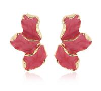 StyleJella Boucles d'oreilles irrégulières pour femme - Design unique de pétales en alliage avec émail, grand bijou tendance, boucles d'oreilles florales en émail tendance, parfaites pour un bal de