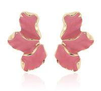 StyleJella Boucles d'oreilles irrégulières pour femme - Design unique de pétales en alliage avec émail, grand bijou tendance, boucles d'oreilles florales en émail tendance, parfaites pour un bal de