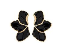StyleJella Boucles d'oreilles irrégulières pour femme - Design unique de pétales en alliage avec émail, grand bijou tendance, boucles d'oreilles florales en émail tendance, parfaites pour un bal de