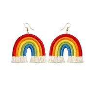 StyleJella Boucles d'oreilles pendantes bohème arc-en-ciel pour femme - Tendance faites à la main - Boucles d'oreilles pendantes légères à franges style bohème - Accessoires de bijoux cadeau