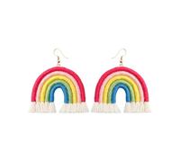 StyleJella Boucles d'oreilles pendantes bohème arc-en-ciel pour femme - Tendance faites à la main - Boucles d'oreilles pendantes légères à franges style bohème - Accessoires de bijoux cadeau
