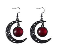 StyleJella Boucles d'oreilles pendantes gothiques sorcières noires lune zircone pour femme : costume gothique de sorcière, vampire, Halloween, cosplay, accessoires de bijoux avec cristal, motif