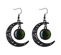 StyleJella Boucles d'oreilles pendantes gothiques sorcières noires lune zircone pour femme : costume gothique de sorcière, vampire, Halloween, cosplay, accessoires de bijoux avec cristal, motif
