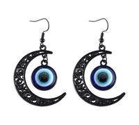 StyleJella Boucles d'oreilles pendantes gothiques sorcières noires lune zircone pour femme : costume gothique de sorcière, vampire, Halloween, cosplay, accessoires de bijoux avec cristal, motif