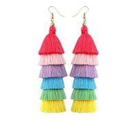 StyleJella Boucles d'oreilles pendantes légères faites à la main pour homme et femme, longue frange pendante, Polyester, Pas de gemme