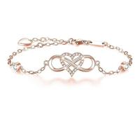 StyleJella Bracelet de cheville avec cœur infini pour femme - Oxyde de zirconium - Or rose, argent, or - Chaîne de pied élégante - Cadeau pour maman et femme, 7, Laiton, Pas de gemme