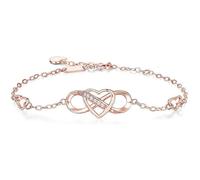 StyleJella Bracelet de cheville avec cœur infini pour femme - Oxyde de zirconium - Or rose, argent, or - Chaîne de pied élégante - Cadeau pour maman et femme, 7, Laiton, Pas de gemme