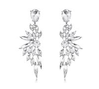 StyleJella Grandes boucles d'oreilles pendantes en forme de larme en cristal pour femme avec strass pour mariage, bal de fin d'année, bijoux, Acier inoxydable, Pas de gemme
