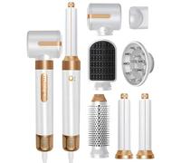 Styler à Air 7 en 1 avec Sèche-Cheveux, Sèche-Cheveux, Brosse à Air Chaud, Fer à Friser, Brosse à Air Chaud de Massage, Diffuseur, Buse Magnétique, Sèche-Cheveux de Voyage pour la Maison (Blanc S)