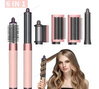 Styler À Air Chaud 6 En 1 Et Brosse Sèche-Cheveux,Ensemble Multi-Cheveux Avec Bigoudi À Enroulement Automatique,Outils De Coiffure,Cadeau Pour Femmes/Belle.Hs Pink 6 In 1.Coréenne