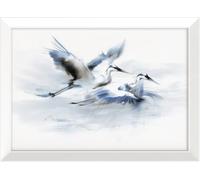 STYLER Blue Herons Tableau encadré avec cadre moderne 50 x 70 cm Héron abstrait Bleu Blanc