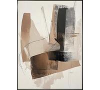 STYLER Tableau Abstrait Diffused 50x70 cm avec Cadre Élégant - Décoration Murale Moderne Minimaliste Beige Marron Noir - Art Contemporain Prêt à Suspendre - Qualité Premium