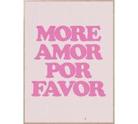 STYLER tableau avec cadre bois Amor 50 x 70 cm - décoration murale moderne avec typographie rose - affiche minimaliste amour scandinave pour salon chambre - art mural chic et épuré