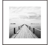 STYLER Tableau encadré Lake Path 50 x 50 cm | Artbox | Tableau mural avec cadre noir | See Paysage naturel carré grand XXL | Noir Blanc Noir Blanc | Salon Chambre Cuisine