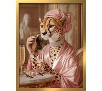 STYLER Tableau encadré Wild Beauty 30x40 cm avec cadre doré - Décoration murale élégante guépard maquillage pour salle de bain et WC - Illustration mode moderne glamour prêt à accrocher