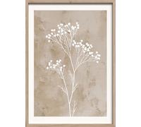 STYLER Tableau Fleurs Séchées 50 x 70 cm avec Cadre en Bois - Motif Floral de Fleurs Séchées - Tableau Mural Japondi Boho Beige Nature