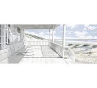 STYLER Tableau sur toile House on the Beach 60 x 150 cm prêt à accrocher - véranda de plage avec vue sur la mer et les dunes - panorama côtier lumineux