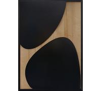 STYLER Unfold - Tableau mural 50 x 70 cm avec cadre noir - Art abstrait en bois de chêne et MDF noir - Objet mural moderne japonais et minimalisme