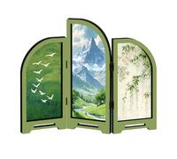 Styles Chinois rétro 3 Panneaux Minis paravent de Bureau Ornement Feng Shui pour la décoration intérieure Oriental Minis paravent de Bureau
