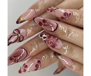 Styles Français Appuyer Sur Les Ongles Forme D'amande Ongles Artificiels ABS Construire Lumière Effet Salon Arcs Art Design 24 Pièces Forme D'amande Appuyer Sur L'ongle