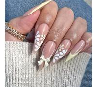 Styles français élégants Presse à ongles avec détails en arc Coller sur Ongles Faux Ongles pour Femmes à la Mode 24 pièces Français