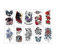 Styles Gothiques Autocollants Temporaires Skin Art Décalcomanies 10pieces Skin SAFE Fater Corps Decors Dure 5 Jours Faux Pour Le Cou Thème Sombre Temporaires