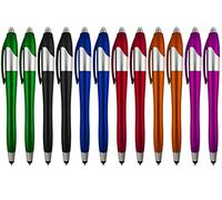 Stylet, 3-1 multifonction, stylo à encre noire Stylo, stylet capacitif pour appareils à écran tactile, LED Lampe de poche, Medical Pen Light, pour la maison, travailler, les médecins et infirmières (lot de 12, Multicolore)