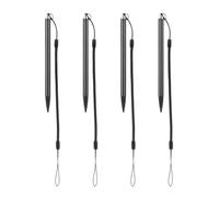 Stylet à Pointe Dure Noir 4 Pièces en Aluminium pour Écran Résistif | Écriture Fluide, Protection D’écran, Cordon Ressort Inclus, Usage pour Bornes Industrielles et Terminaux de Caisse