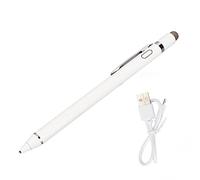 Stylet Actif, Stylet capacitif avec Pointe Fine de 1 à 2 mm, Stylo Tactile Fin en Alliage d’Aluminium pour, et tablettes Android, Rechargeable 5 V 0,2 A avec câble USB (Blanche)
