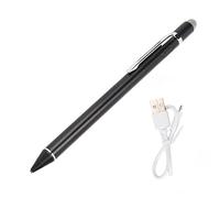 Stylet Actif, Stylet capacitif avec Pointe Fine de 1 à 2 mm, Stylo Tactile Fin en Alliage d’Aluminium pour, et tablettes Android, Rechargeable 5 V 0,2 A avec câble USB (Noire)