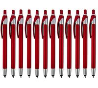 Stylet avec Stylo à Bille pour iPad Mini, iPad 2/3, Nouvel iPad, iPhone 5 4s 4 3 GS, iPod Touch, Motorola Xoom, XYBoard, Droid, Samsung Galaxy, ASUS 12 Pack Rouge
