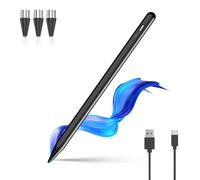 Stylet capacitif universel pour toutes les tablettes - Stylet magnétique Android avec 3 pointes de rechange POM - Pour iPad/Pad Pro/Samsung/et autres smartphones et tablettes iOS/Android - Noir