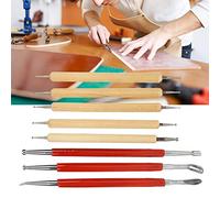 Stylet de Transfert en Cuir, Stylet de Sculpture Outil Cuillère Double Outil de Traçage Tête Pointe Perceuse Stylo Kit Ensemble 8 Pièces Bricolage Fait à la Main en Cuir Artisanat