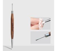 Stylet Double 3D Pour Sculpture Ongles, Peinture Et Modelage | Stylet Double Pointe Silicone Métal Pour Nails Art, 15.7cm Pour Graver Et Mélanger Le Gel, Manche En Bois, Outil À Points