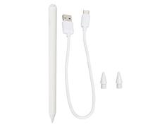 Stylet Magnétique Rechargeable pour Tablette iOS, Crayon Capacitif Actif, Pointe Pom Résistante, Couleur Noire - Recharge Magnétique Rapide, Fonction Bluetooth, Compatible Systèm (Blanche)