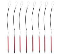 Stylet pour Écran Tactile de Tablette Rouge 8pcs en Aluminium | Pointe Fine de Précision, Cordon Anti-perte, Usage Dessin et Borne Musée, Confort Ergonomique