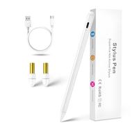 Stylet pour iPad 7ème génération 2019 avec rejet de la paume, pointe fine remplaçable 1,5 mm 2ème stylet compatible avec Apple Pencil pour iPad 10,1" 7ème génération Stylo à dessin Type-C Charge Blanc