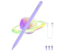 Stylet pour tablette Android/iOS, stylet avec pointe pompon, stylet actif rechargeable pour iPhone/Samsung/XiaoMi/Huawei/Vivo/Lenovo et autres smartphones et tablettes Android - Violet