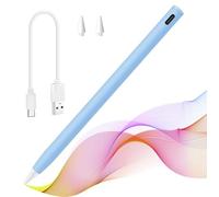 Stylet rechargeable pour écran tactile avec fonction d'inclinaison, compatible avec iPad 9/8/7/6e, iPad Pro 11" et 12,9" (5/4/3ème), iPad Mini 6/5e, iPad Air 5e/4e/3ème génération (bleu)